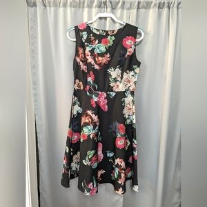 Floral on Black Sleeveless Patterned Dress